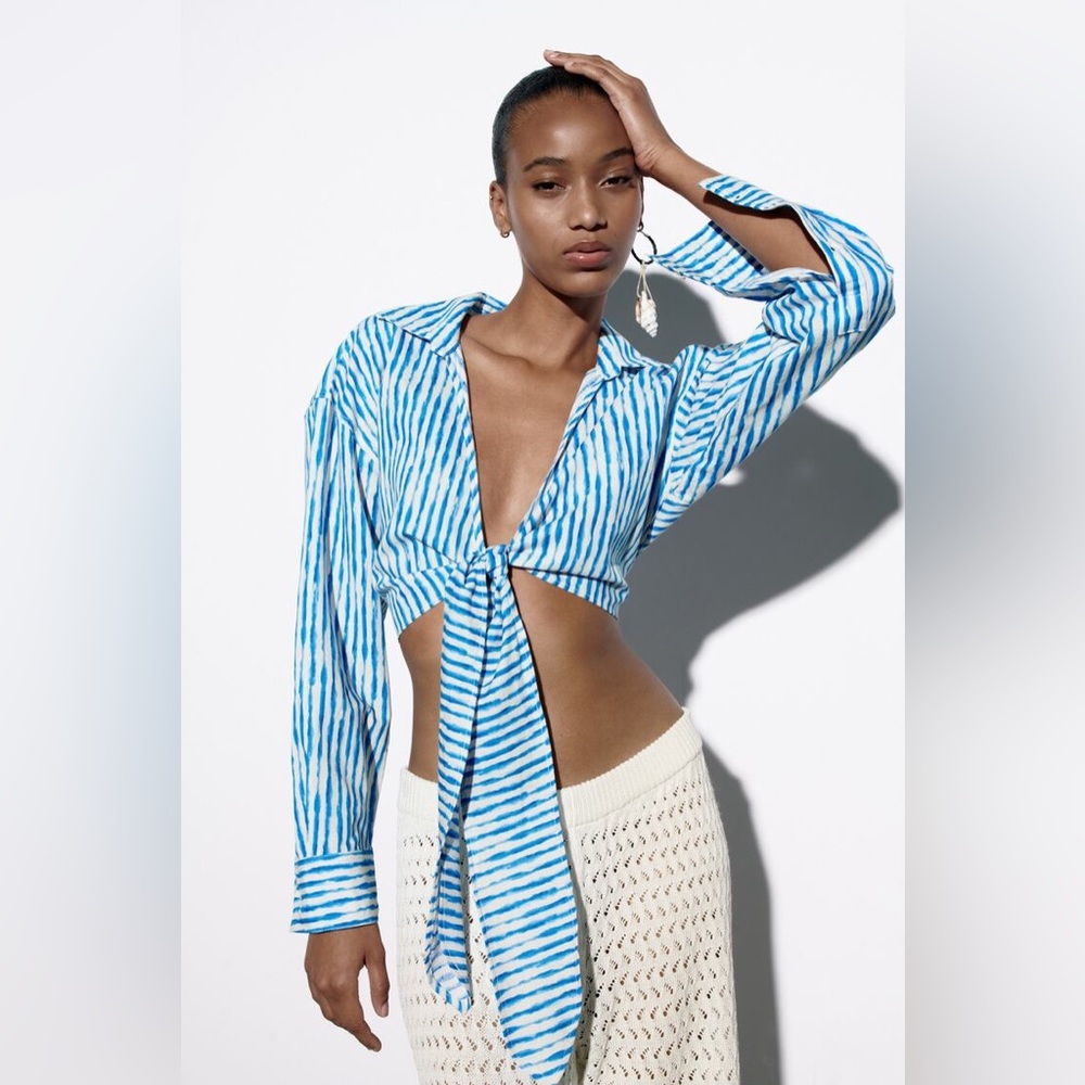 New Zara Striped Linen Shirt - Small